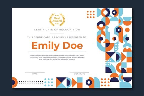 Free Vector Modern Simple Best Manager Award Certificate