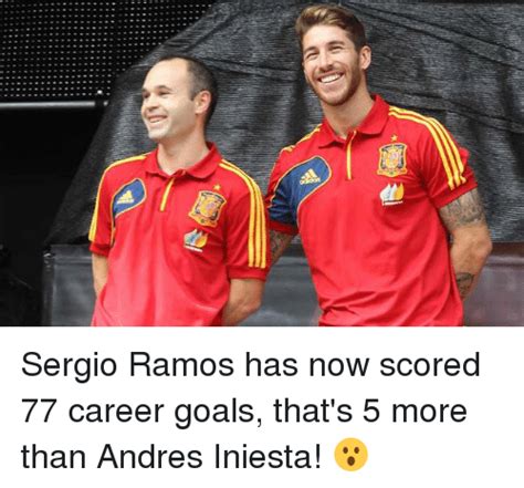 Sergio Ramos Has Now Scored 77 Career Goals Thats 5 More Than Andres