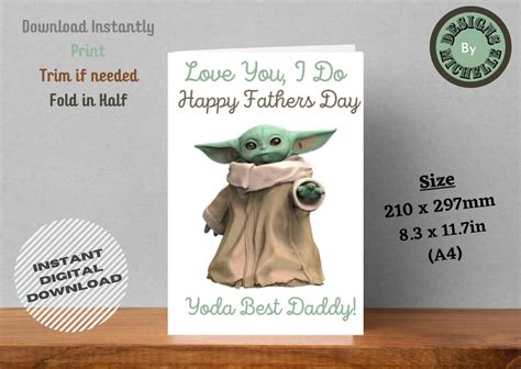Printable Baby Yoda Fathers Day Card Mandalorian Daddy Dad Etsy Ireland