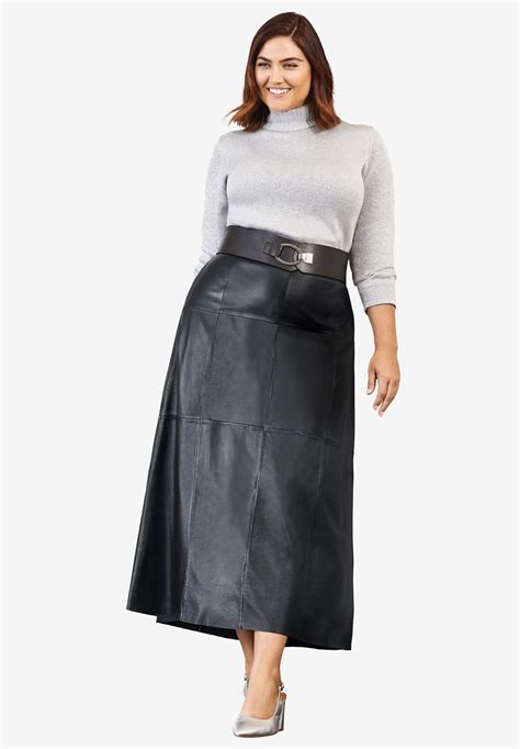 Jessica London Womens Plus Size Leather Midi Skirt Ebay