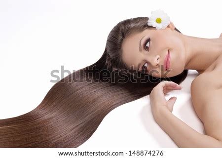 Long Hair Beauty Attractive Naked Women Stock Photo