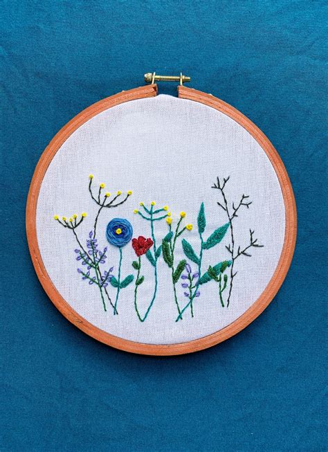 Pdf Embroidery Pattern Spring Flowers Field Composition Nature