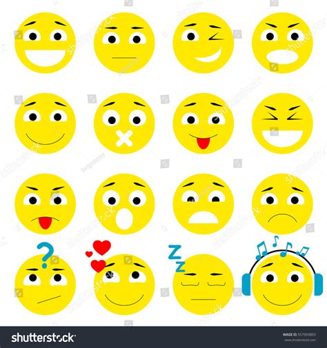 Set Emoticons Smiley Icons Pack Isolated Stock Vector Royalty Free