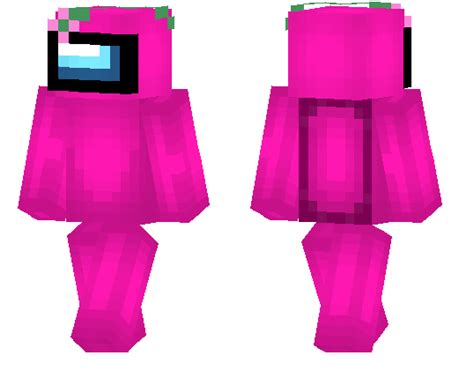 Pink Among Us Character With Flower Hat Gamesmcpe Skins