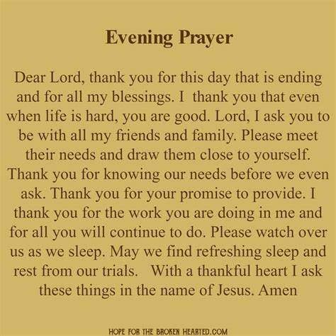 Evening Prayer Evening Prayer Good Night Prayer Bedtime Prayer