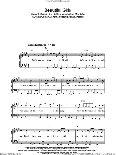 beautiful girls sheet music for piano solo pdf