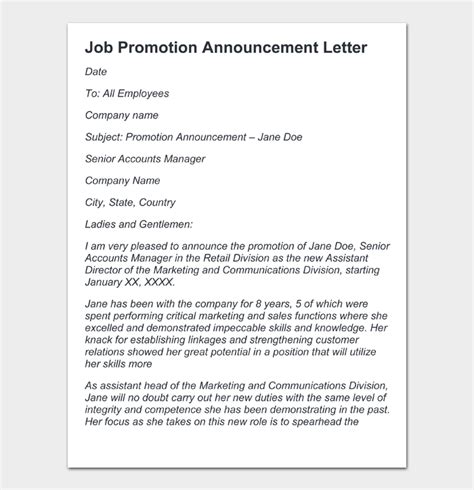 26 Job Promotion Letters 100 Free Templates Doc Formats