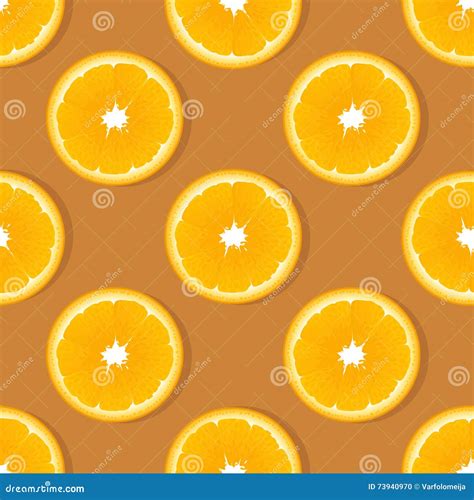 Orange Slice Fruit Seamless Pattern Citrus Vector Background Stock