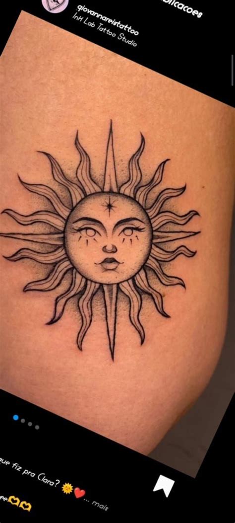 A Sun Tattoo On The Side Of A Woman S Thigh