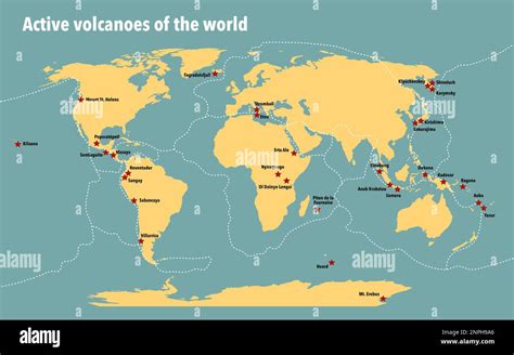 Carte Avec Les Principaux Volcans Actifs Dans Le Monde Photo Stock Alamy
