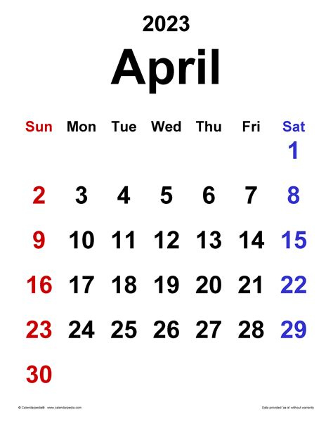 Free Printable April 2023 Calendar 12 Templates