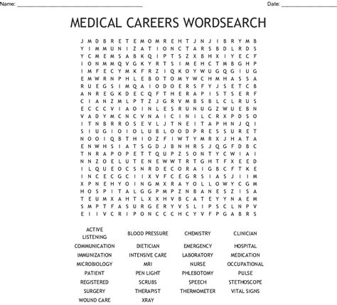 Medical Careers Wordsearch Wordmint Word Search Printable