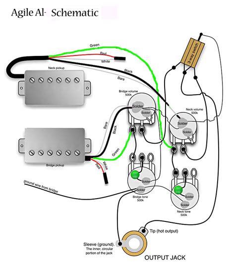 Electric guitar wiring diagram two pickup. Agile AL-3100 Black Fretless 12 String - RondoMusic.com