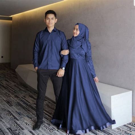 Baju Couple Gamis Brukat Tille Dan Kemeja Modern Ryn Fashion