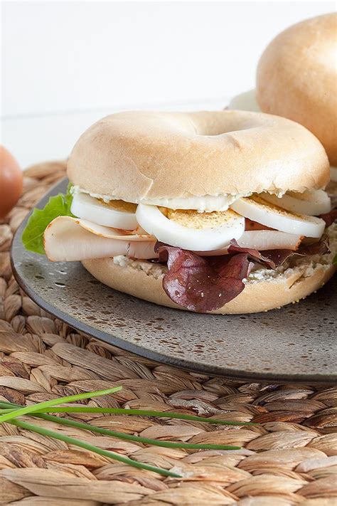 Bagel With Cream Cheese Egg And Smoked Turkey
