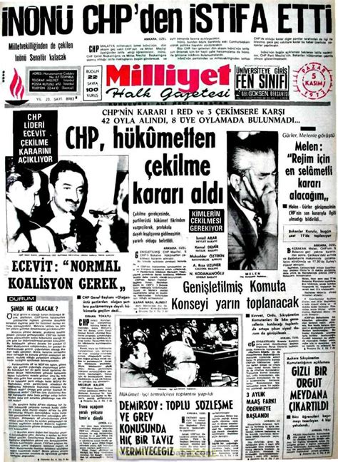 Milliyet gazetesi 5 kasım 1972 Tarih Gazete ve Nostalgia