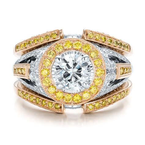 Although rose gold has been. Platinum And 18k Rose Gold Custom Two-tone Yellow And White Diamond Engagement Ring #100640 ...