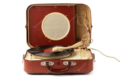 Premium Photo Vintage Portable Record Player In Suitcase Isolated On