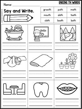 Consonant Digraphs Worksheets Kindergarten First Second Grade Phonics