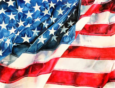Beautiful Print Of Original Watercolor Of American Flag On Etsy