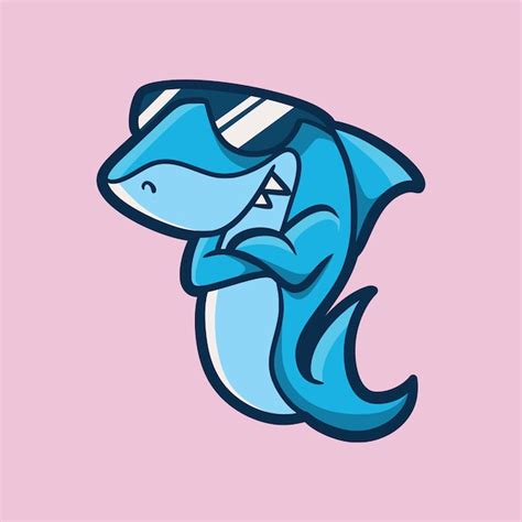 Premium Vector Cartoon Animal Design Cool Shark Cute Mascot Logo