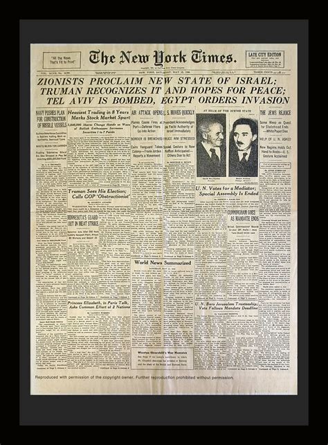 “zionists Proclaim New State Of Israel” The New York Times Vintage Rare