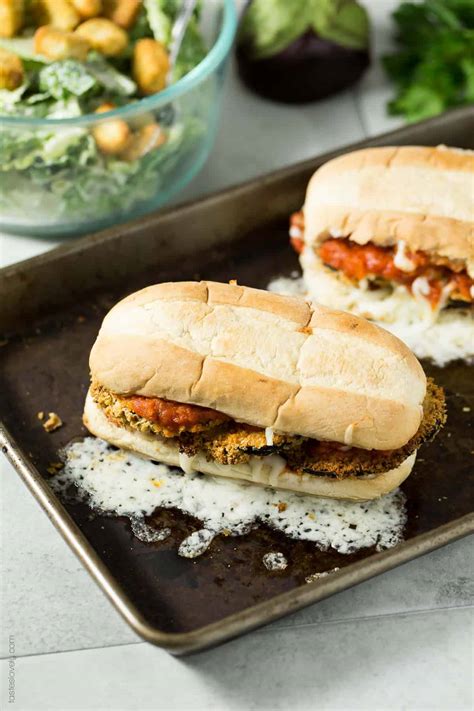 Vegan Crunchy Baked Eggplant Sandwich Melts — Tastes Lovely