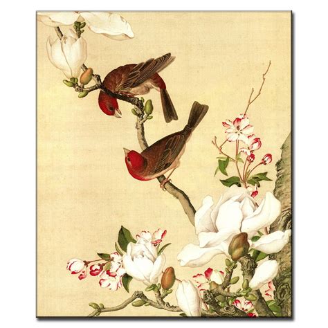 1 Pcs Traditional Chinese Birds Painting On Canvas Retro Loverbirds On