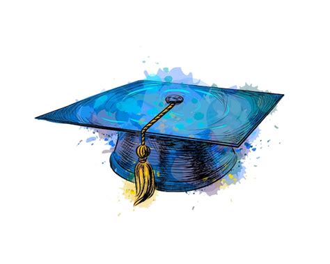 Premium Vector Graduation Cap Square Academic Cap From A Splash Of