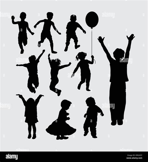 Kid Playing Silhouettes Stock Vector Image And Art Alamy