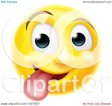Clipart Of A 3d Silly Yellow Smiley Emoji Emoticon Face Sticking His