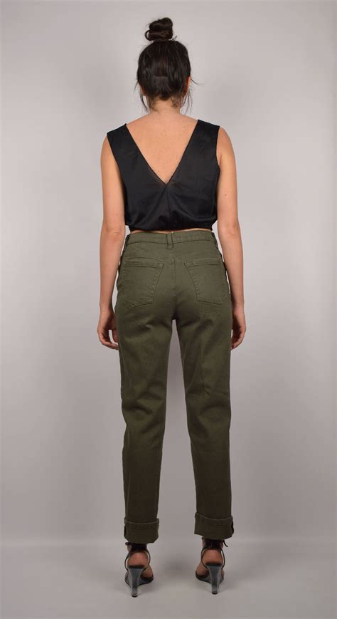 vintage high waist jeans army green