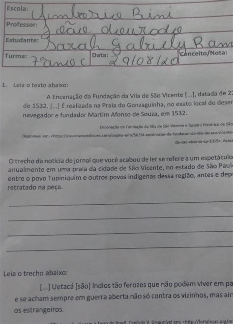 Leia O Trecho De Uma Notícia