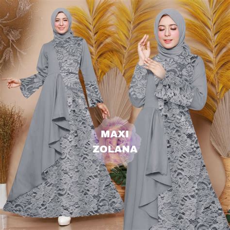 Model Baju Gamis Brukat Pesta Harga Murah Terbaru Modern