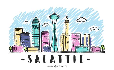 Seattle Skyline Design Vector Download
