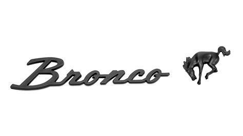 Bronco Script And Horse Emblem Set Black Adhesive Backed Toms Offroad