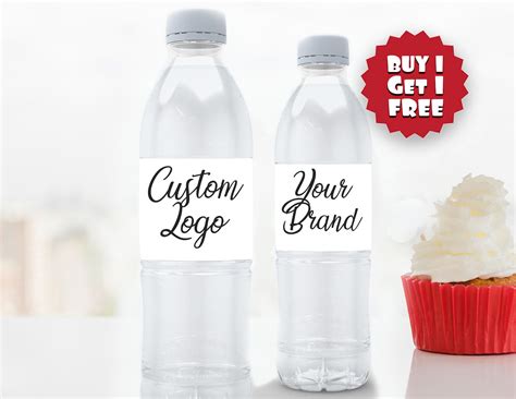 Bogo Custom Logo Water Bottle Labels Personalized Water Etsy