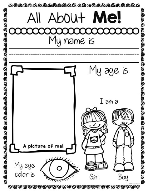 All About Me Kindergarten Worksheets