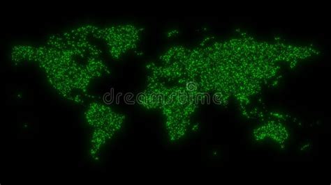 World Map From Glowing Blinking Particles Digital Planet Earth