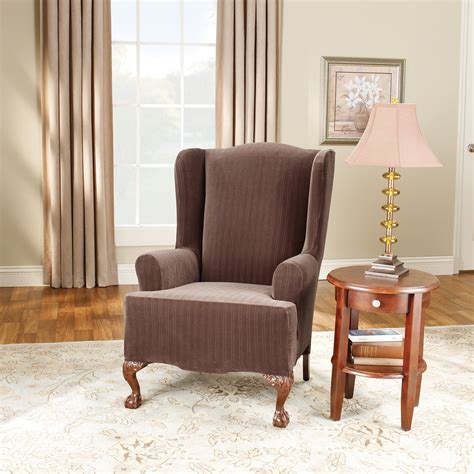 Sure Fit Stretch Pinstripe Wing Chair Slipcover From