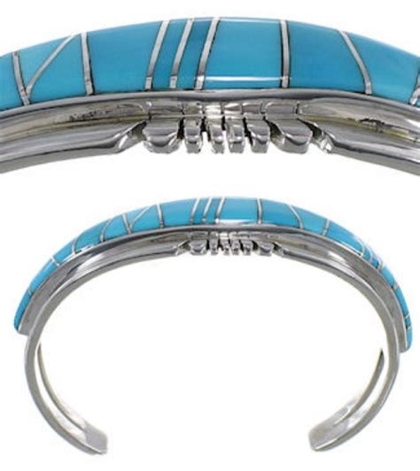 Turquoise And Genuine Sterling Silver Cuff Jewelry Bracelet Vx37674