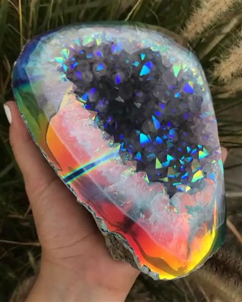 Beautiful Rainbow Crystals In A Stone Rbeamazed