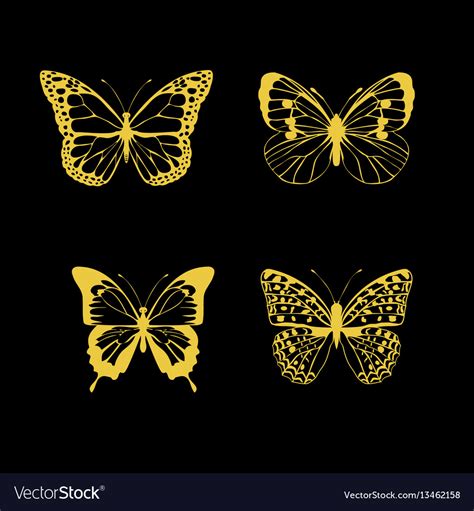 Butterfly gold Royalty Free Vector Image - VectorStock
