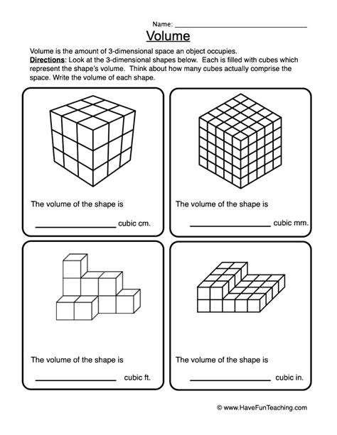 Volume Cubes Worksheet By Teach Simple