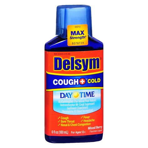 Delsym Adult Liquid Cough Cold Daytime Berry Walgreens