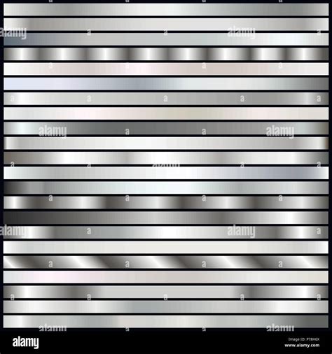 Silver Steel Chrome Gradients Vector Set Set Of Metallic Textures