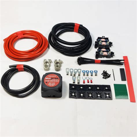 Split Charge Kit Relay 2mtr 12v 140 Amp Voltage Sensitive Heavy Duty 2