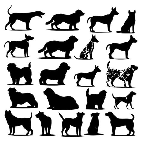 Premium Vector A Collection Of Dogs With Different Breeds Silhouette