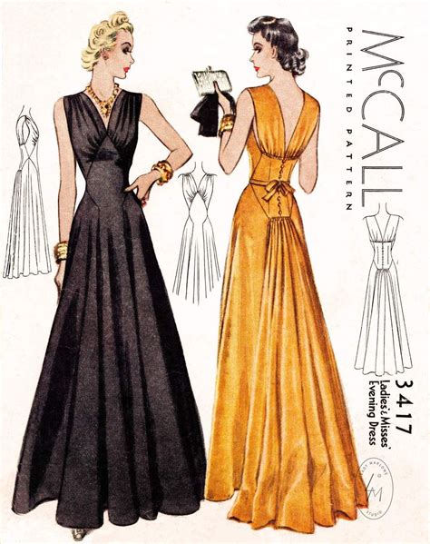 1930s Evening Gown Vintage Sewing Pattern Slip Dress Lady Marlowe