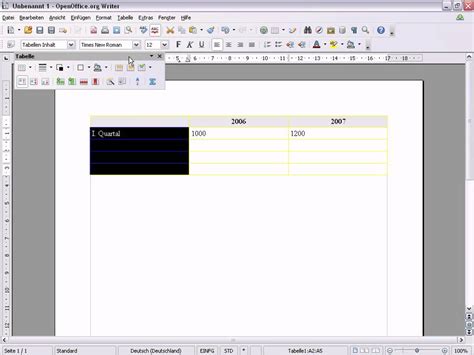 Es wird immer von einer ausgabe auf einem. OpenOffice Writer Tabellen erstellen - YouTube